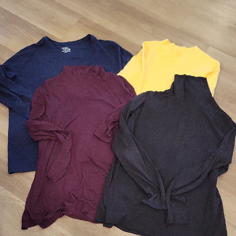 Time and Tru Long Sleeve Tops - Navy, Yellow, Burgundy, Black